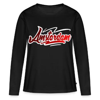 Amsterdam - T-shirt manches longues Premium bio Femme - noir - Devant - Julia (174cm)