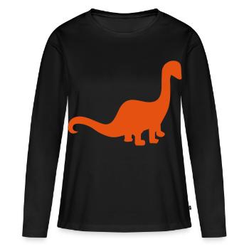 dino - Frauen Premium Bio Langarmshirt - Schwarz - Vorne - Julia (174cm)