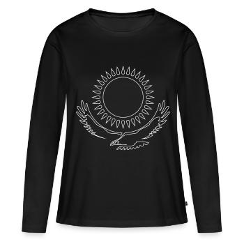 Drapeau du Kazakhstan - Aigle de la steppe - ligne blanche - T-shirt manches longues Premium bio Femme - noir - Devant - Julia (174cm)