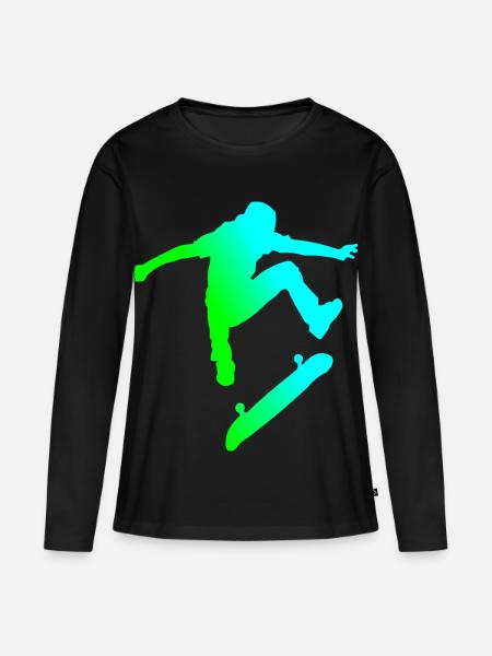Skater - Frauen Premium Bio Langarmshirt - Schwarz