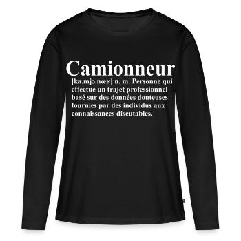 Camionneur Définition - T-shirt manches longues Premium bio Femme - noir - Devant - Julia (174cm)