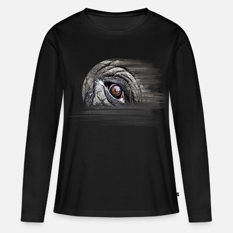 Elefant - Frauen Premium Bio Langarmshirt - Schwarz