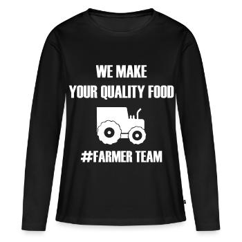 Équipe de formation pour la fraîcheur et la qualité - T-shirt manches longues Premium bio Femme - noir - Devant - Julia (174cm)