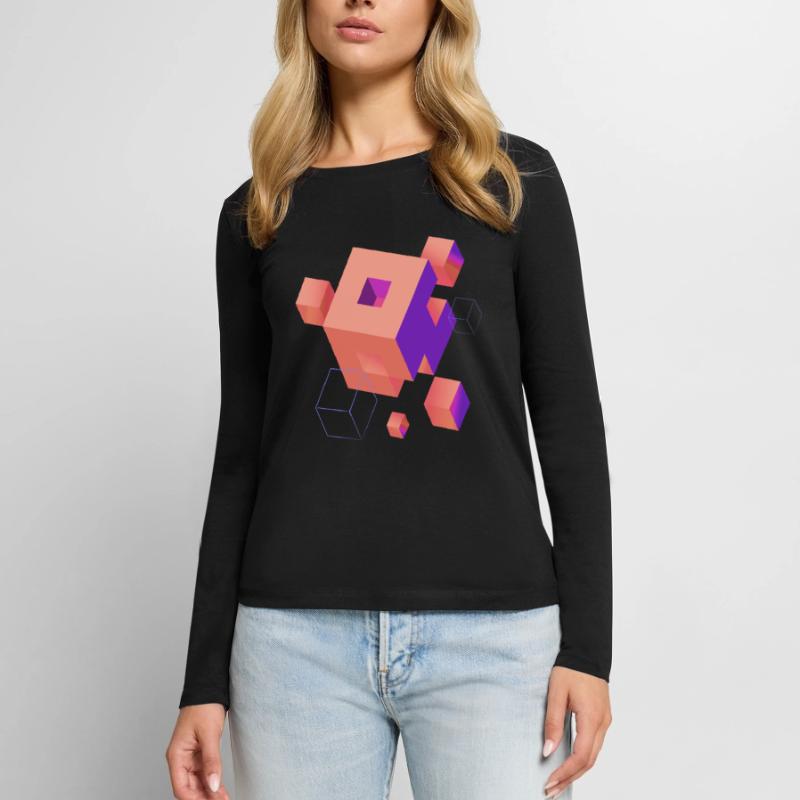 Cube Escher Space Nerd 3D AI Geek Cool PC Techie Women's Premium Organic Long Sleeve Shirt