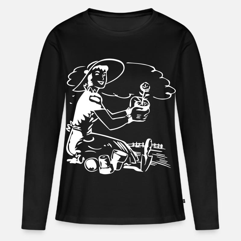 Gärtnerin - Garten - Frauen Premium Bio Langarmshirt - Schwarz