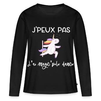 J'peux pas j'ai magic'pole dance - T-shirt manches longues Premium bio Femme - noir - Devant - Julia (174cm)