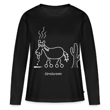 färtdurstet, verdurstet, färt, Pferd ist durstig - Frauen Premium Bio Langarmshirt - Schwarz - Vorne - Julia (174cm)