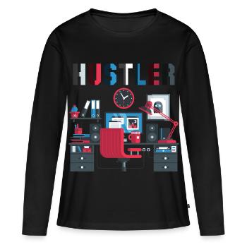 Hustler workhorse - Women's Premium Organic Long Sleeve Shirt - black - Front - Julia (174cm)