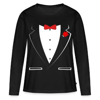 Smoking pour homme - T-shirt manches longues Premium bio Femme - noir - Devant - Julia (174cm)