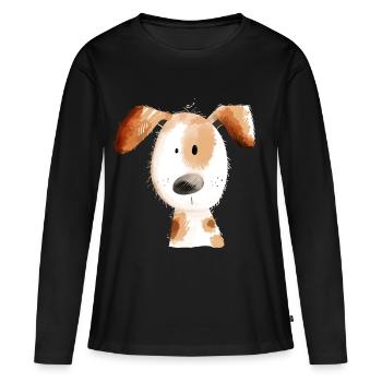 Chien doux Pour les amoureux des chiens - T-shirt manches longues Premium bio Femme - noir - Devant - Julia (174cm)