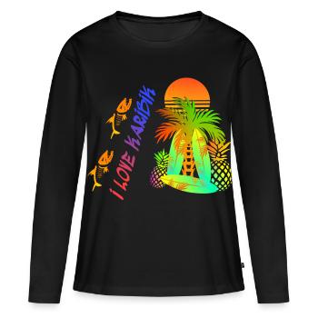 Amour des Caraïbes - T-shirt manches longues Premium bio Femme - noir - Devant - Julia (174cm)