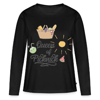 Pique-nique - T-shirt manches longues Premium bio Femme - noir - Devant - Julia (174cm)
