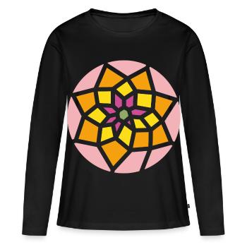 mandala - T-shirt manches longues Premium bio Femme - noir - Devant - Julia (174cm)