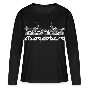 Magdeburg - Guericke Halbkugel Experiment - Frauen Premium Bio Langarmshirt - Schwarz - Vorne - Julia (174cm)