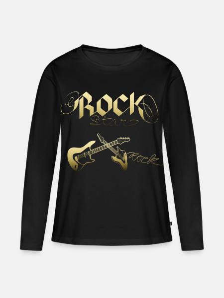 Rock Star - Frauen Premium Bio Langarmshirt - Schwarz