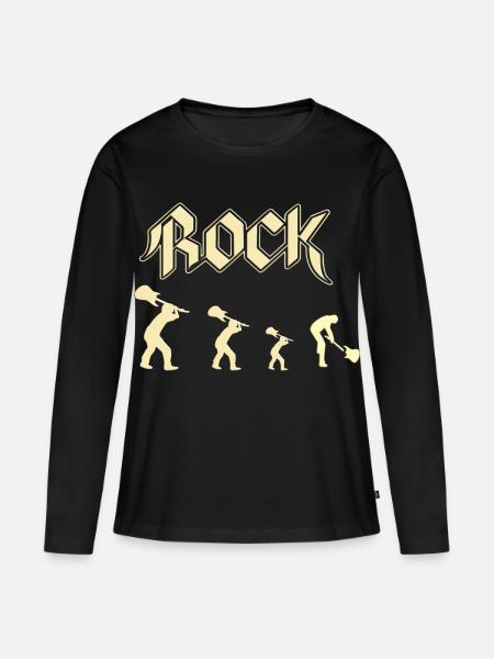 Rock - Frauen Premium Bio Langarmshirt - Schwarz