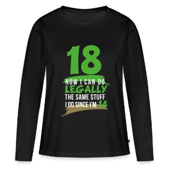18ème anniversaire Dix-huit ans Printemps - T-shirt manches longues Premium bio Femme - noir - Devant - Julia (174cm)