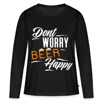 Bière bière - T-shirt manches longues Premium bio Femme - noir - Devant - Julia (174cm)