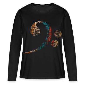 Clé basse, Basse Clef vintage distressed - T-shirt manches longues Premium bio Femme - noir - Devant - Julia (174cm)