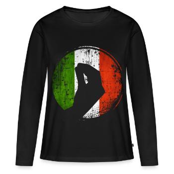 Drapeau italien avec un geste typique de la main - T-shirt manches longues Premium bio Femme - noir - Devant - Julia (174cm)