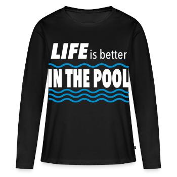 Piscine - T-shirt manches longues Premium bio Femme - noir - Devant - Julia (174cm)