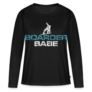 Boarder Babe Vintage White/Blue - Frauen Premium Bio Langarmshirt - Schwarz - Vorne - Julia (174cm)