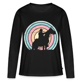 Cowboy - Western - T-shirt manches longues Premium bio Femme - noir - Devant - Julia (174cm)