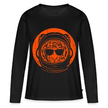 Tigre astronaute - T-shirt manches longues Premium bio Femme - noir - Devant - Julia (174cm)