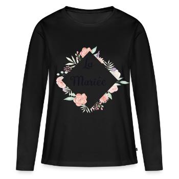 Romantische Blumen Die Braut - Frauen Premium Bio Langarmshirt - Schwarz - Vorne - Julia (174cm)