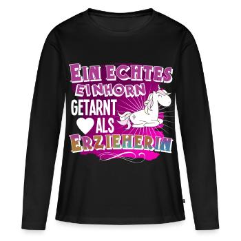 éducateur - T-shirt manches longues Premium bio Femme - noir - Devant - Julia (174cm)