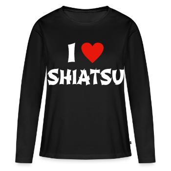 J'adore le massage shiatsu - T-shirt manches longues Premium bio Femme - noir - Devant - Julia (174cm)