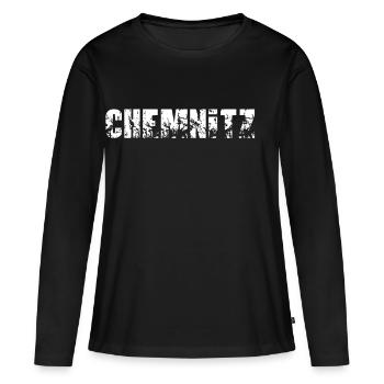 Chemnitz - Frauen Premium Bio Langarmshirt - Schwarz - Vorne - Julia (174cm)