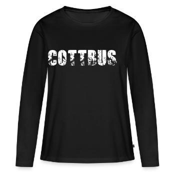 Cottbus - Frauen Premium Bio Langarmshirt - Schwarz - Vorne - Julia (174cm)