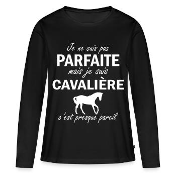 je ne suis pas parfait mais je suis cavalière ... - T-shirt manches longues Premium bio Femme - noir - Devant - Julia (174cm)