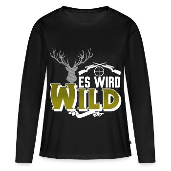 Jagen Jäger - Frauen Premium Bio Langarmshirt - Schwarz - Vorne - Julia (174cm)