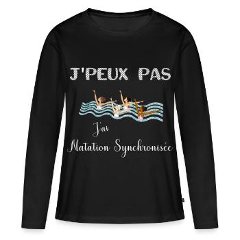 j'peux pas j'ai natation synchronisée - T-shirt manches longues Premium bio Femme - noir - Devant - Julia (174cm)