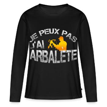 Arbalète - T-shirt manches longues Premium bio Femme - noir - Devant - Julia (174cm)