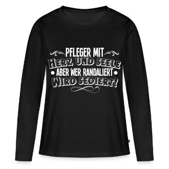 Pfleger - Frauen Premium Bio Langarmshirt - Schwarz - Vorne - Julia (174cm)