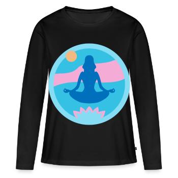 Yoga - T-shirt manches longues Premium bio Femme - noir - Devant - Julia (174cm)