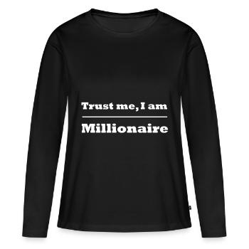 Millionnaire - T-shirt manches longues Premium bio Femme - noir - Devant - Julia (174cm)