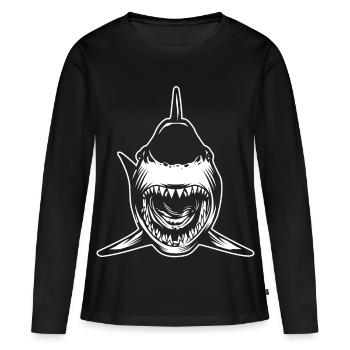 Requin gueule ouverte - T-shirt manches longues Premium bio Femme - noir - Devant - Julia (174cm)