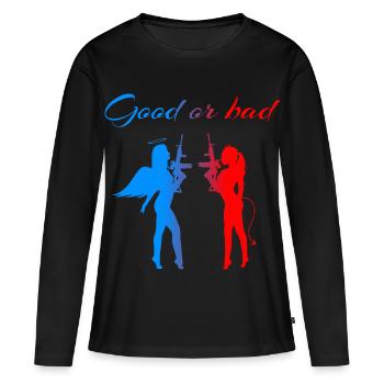 ange Démon - T-shirt manches longues Premium bio Femme - noir - Devant - Julia (174cm)