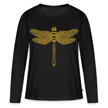 Goldlibelle - Frauen Premium Bio Langarmshirt - Schwarz - Vorne - Julia (174cm)