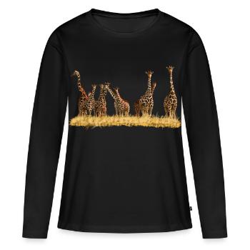 Giraffen - Frauen Premium Bio Langarmshirt - Schwarz - Vorne - Julia (174cm)
