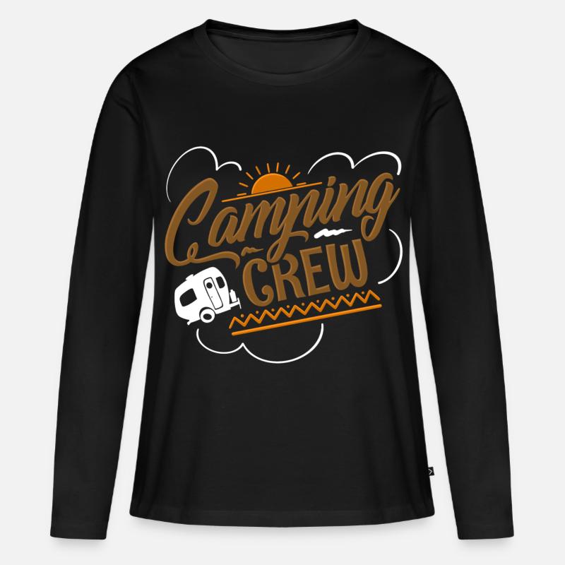 Camper Camping Crew Team - Frauen Premium Bio Langarmshirt - Schwarz