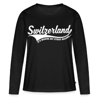 Schweiz Geschichte - Frauen Premium Bio Langarmshirt - Schwarz - Vorne - Julia (174cm)