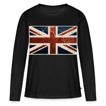 Drapeau anglais - T-shirt manches longues Premium bio Femme - noir - Devant - Julia (174cm)