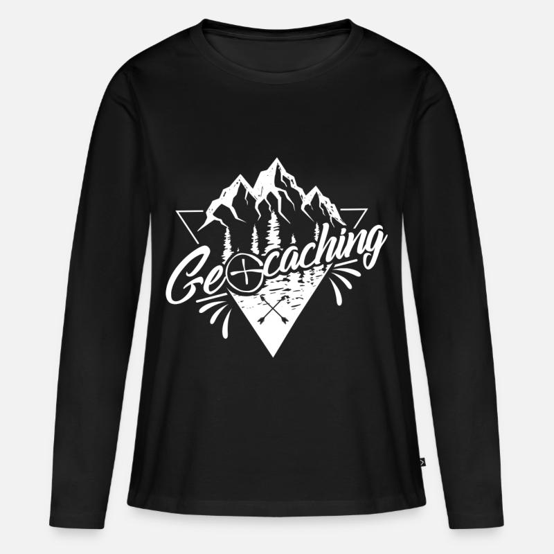 Geocaching - Frauen Premium Bio Langarmshirt - Schwarz