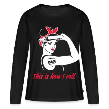 bake women power feminism funny baker - Women's Premium Organic Long Sleeve Shirt - black - Front - Julia (174cm)