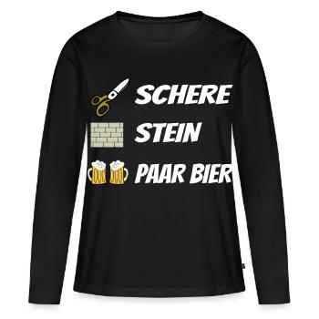Schere , Stein, Paar Bier - Frauen Premium Bio Langarmshirt - Schwarz - Vorne - Julia (174cm)